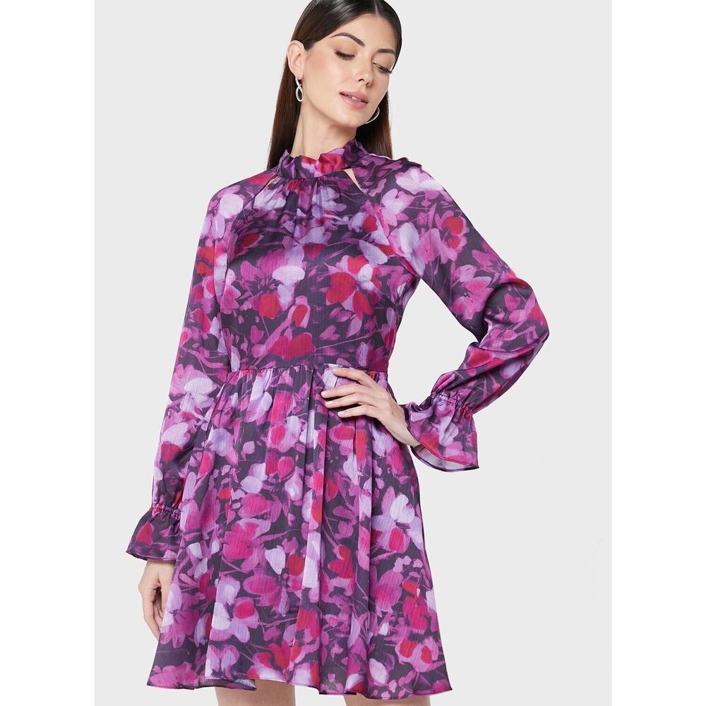 Ted Baker Sammieh Fit & Flare Mini Dress Womens Size 3 (Small) Purple Floral NWT